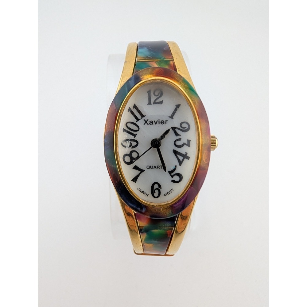 Xavier Watch Women 22mm Case MOP Dial Multicolor Bangle Band- New Battery